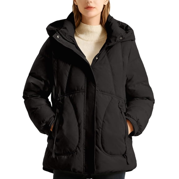Winter Coats for Women Stylish Winter Jacket Short Coat With Hood Warm Quilted Outerwear Lightweight Windproof Thermal Insulation For Cold Weather Winter Jackets for Women