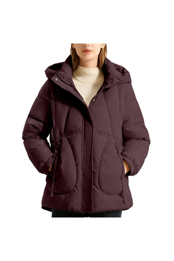 Winter Coats for Women Stylish Winter Jacket Short Coat With Hood Warm Quilted Outerwear Lightweight Windproof Thermal Insulation For Cold Weather Winter Jackets for Women