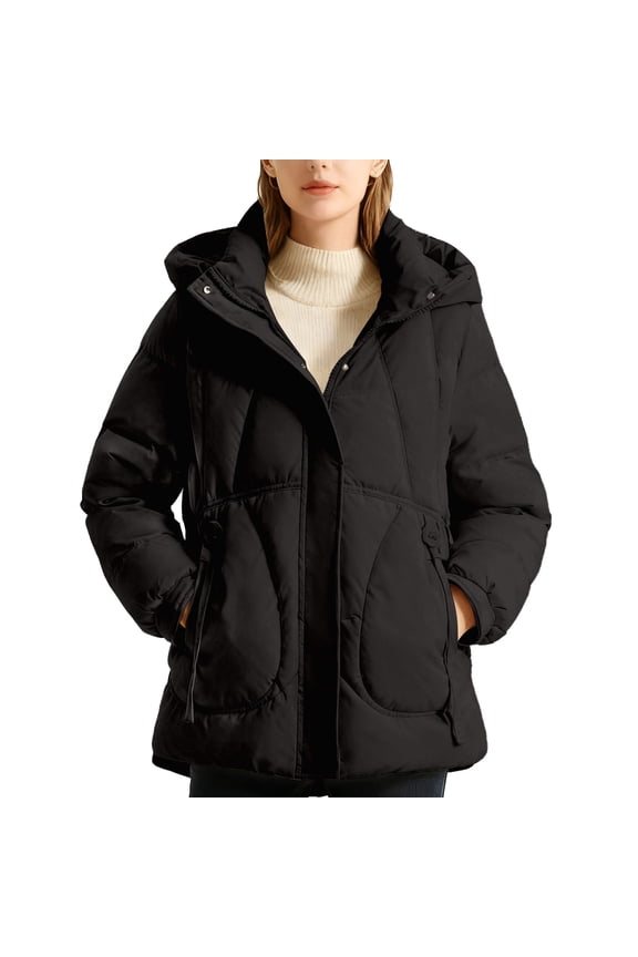 Winter Coats for Women Stylish Winter Jacket Short Coat With Hood Warm Quilted Outerwear Lightweight Windproof Thermal Insulation For Cold Weather Winter Jackets for Women