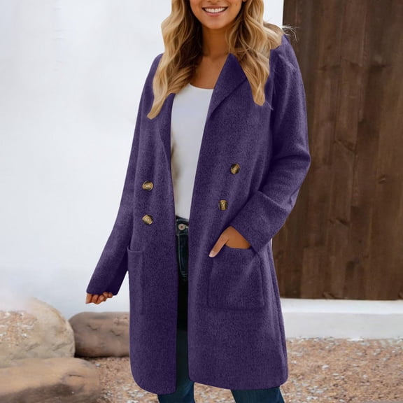 Winter Coats For Women Thick Wool Trench Coat Long Double Coat Lapel Open Front Jacket With Pockets plus Size Cat for Women Light Jackets for Women plus Size Lightweight Winter Jacket for Women 4x