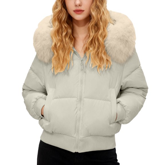 Winter Coats For Women Warm Jackets Winter Hooded With Trim Short Puffy Jacket Warm Thermal Insulated Coat For Cold Weather Windproof Outerwear Cozy Lined