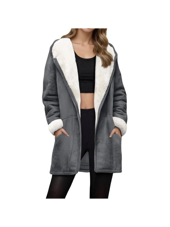 Winter Coats for Women Winter Plus Size Hooded Coat With Wooden Toggle Buttons And Side Pockets For Cold Weather And Comfortable Fit Winter Jackets for Women