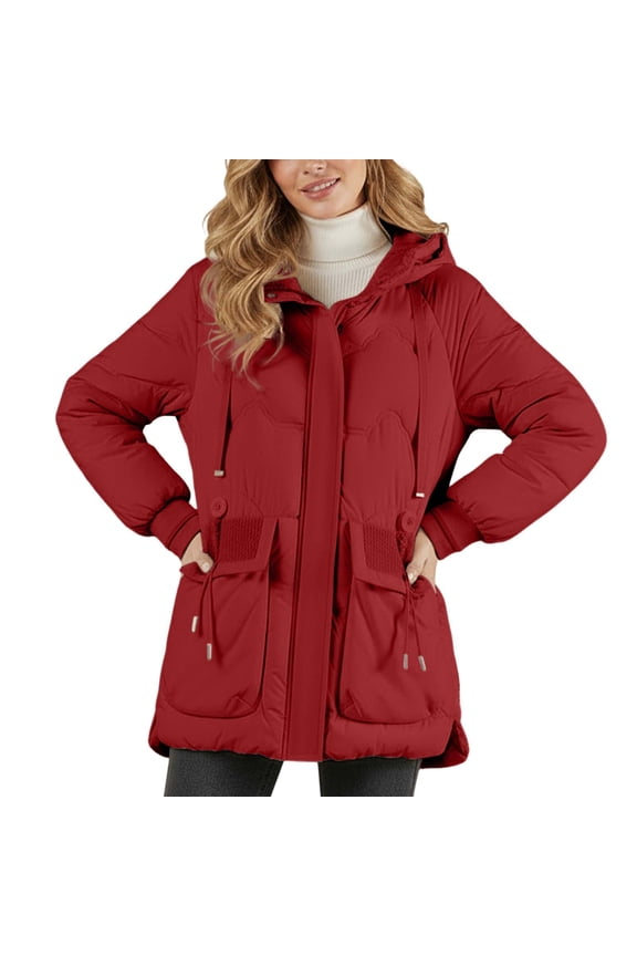 Winter Coats for Women Winter Thermal For Fashionable Warm Outerwear With Hood Lightweight Coat Windproof Cold Weather Jacket For Ladies Casual Daily Wear Winter Jackets for Women