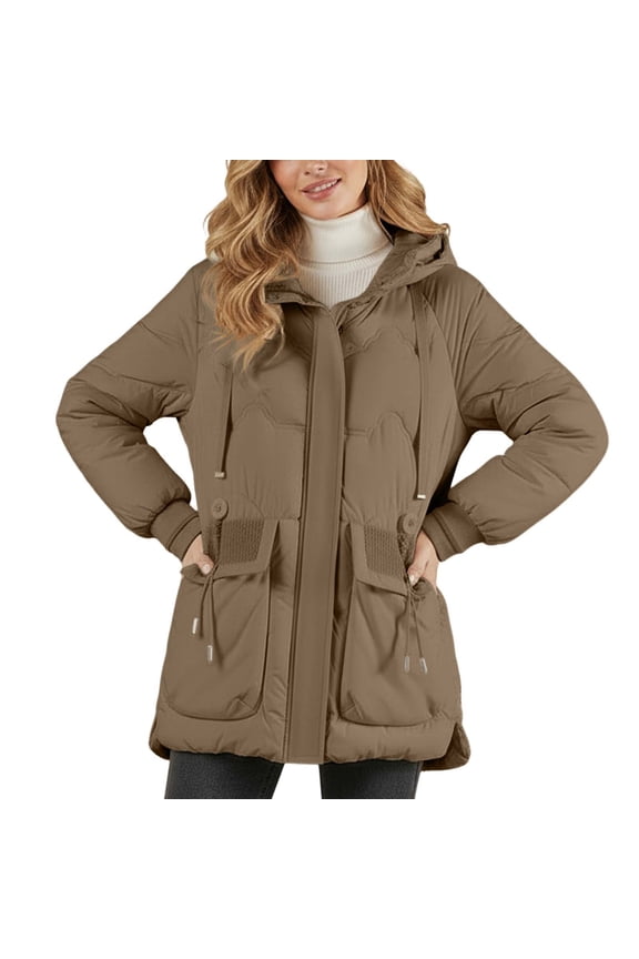 Winter Coats for Women Winter Thermal For Fashionable Warm Outerwear With Hood Lightweight Coat Windproof Cold Weather Jacket For Ladies Casual Daily Wear Winter Jackets for Women