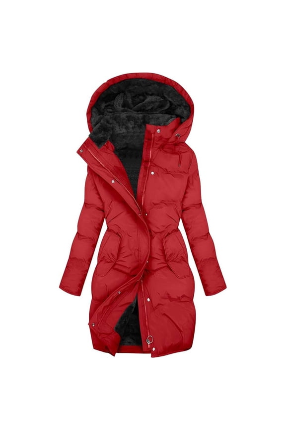 Winter Coats for Women Winter Warmth Long Heavyweight Hooded Coat With Trim Windproof Quilted Jacket For Cold Weather And Outdoor Activities Winter Jackets for Women