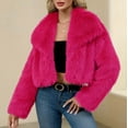 thumbnail image 1 of Winter Coats for Women Womens Ladies Warm Faux Furry Long Coat Jacket Winter Solid Turn Down Collar Outerwear,Winter Zipper Overcoat Outerwear Hot Pink_S, 1 of 9