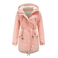 thumbnail image 1 of Winter Coats for Women Zpanxa Plus Size Jacket for Women, Winter Solid Hooded Drawstring Waist Zipper Padded Coat, Casual Winter Warm Coats Outwear with Pocket Pink XL, 1 of 2