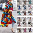 thumbnail image 1 of Winter Coats for Women KONBECA Women Plus Size Long Open Front Cardigans, Retro Printed Long Trench Coat, Colorful Jacket Outerwear Winter Coats with Pockets Multicolor L, 1 of 3