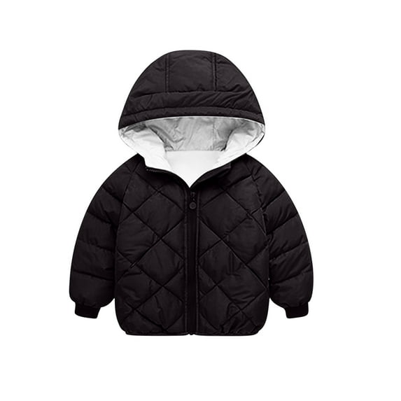 Winter Coats for Baby Boys Girls Kids Toddler Light Puffer Down Jacket with Hoods Infants Outerwear Black 6-7 Years