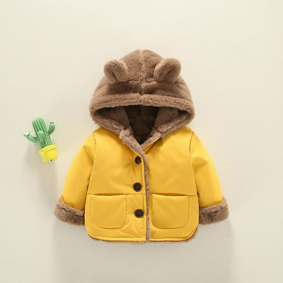 Winter Coats for Boys Girls Lightweight Water-Resistant Fleece Bear Ear Hooded Down Jacket Toddler Winter Jacket 6-12 Months