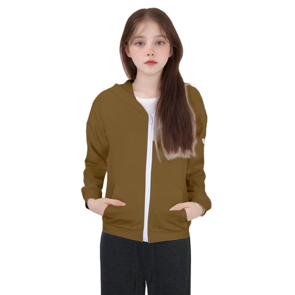 Winter Coats for Boys,Jacket Kids Hooded Zipper Full Sleeve Front Open Casual Coat with Functional Pockets,Baby Coat,Coffee,5-6 Years