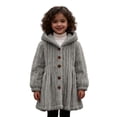 thumbnail image 1 of Winter Coats for Girls,Coat Girls Hooded Long Waist Tie Casual Outerwear for Autumn Winter,Jacket,Grey,5-6 Years, 1 of 3