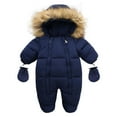 thumbnail image 1 of Winter Coats for Girls Infant Girl Boy Winter Jumpsuit Snowsuits Zipper Hooded Snow Wear Jackets Toddler Snow Suit Navy 6 Months-12 Months, 1 of 3