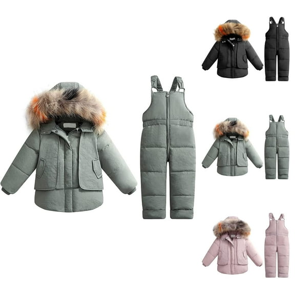 Winter Coats for Girls Jackets for Girls Girls Down Toddler Snowsuit Jumpsuit -Hooded Jacket Winter Outfit for Kids