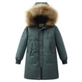 thumbnail image 1 of Winter Coats for Girls Kids Girls' Boys' Hooded Down Winter Warm Jacket Puffers Outerwear New Fall Jackets Winter Outerwear Green 130, 1 of 3