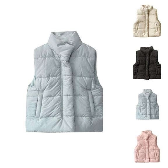 Winter Coats for Girls Winter Jacket Girls Down Vest for Kids Lightweight Warm Sleeveless High Neck Button Casual Fall Winter Wear