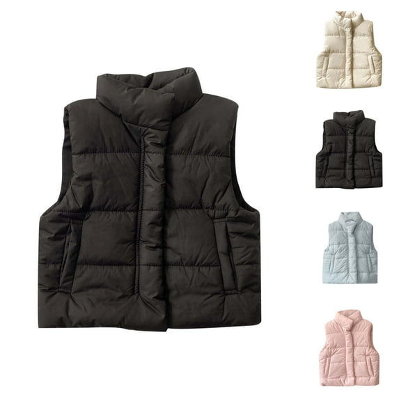 Winter Coats for Girls Winter Jacket Girls Down Vest for Kids Lightweight Warm Sleeveless High Neck Button Casual Fall Winter Wear