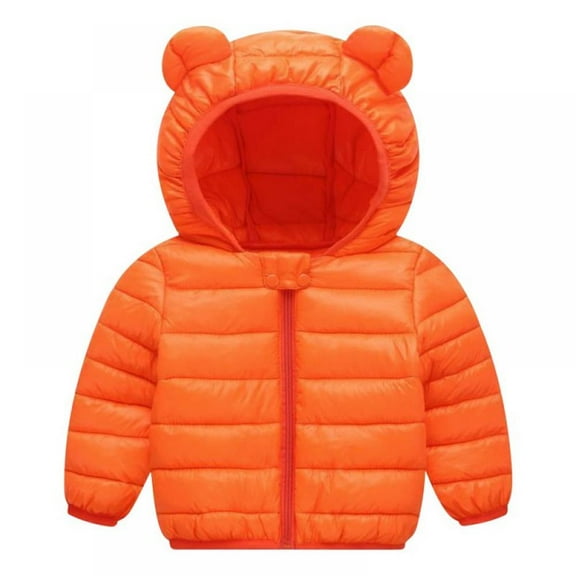 Winter Coats for Kids Hooded Jacket Lightweight Warm Cotton-padded Clothes With Hooded Ears Zip Up Coat for Baby Boys Girls