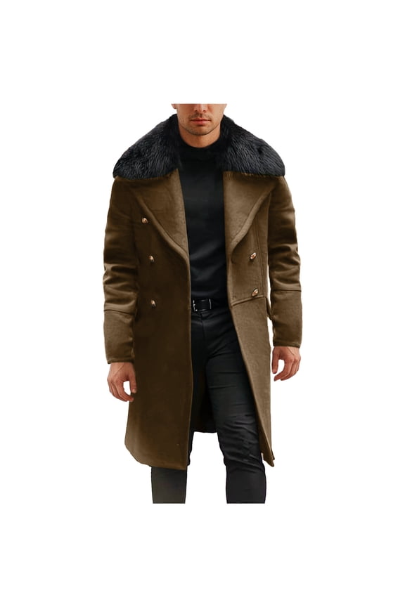 Winter Coats for Men Big and Tall Casual Mao Overcoat Solid Double-breasted Pocket Medium And Long Styles Loose Coat