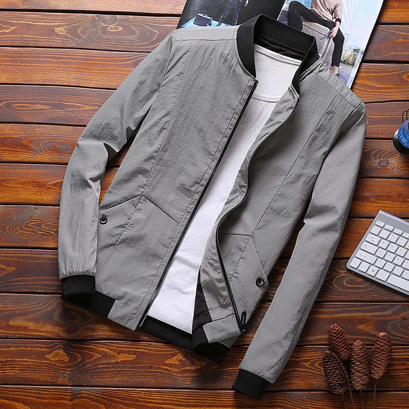Winter Coats for Men Fashion Simple Slim Fit Solid Color Pocket ...