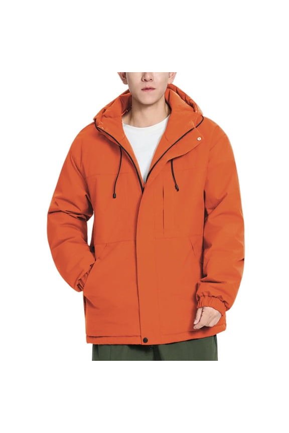 Winter Coats for Men Heavyweight Warm Down Jacket Full Zipper Windbreaker Long Sleeve Parkas Overcoats with Pockets