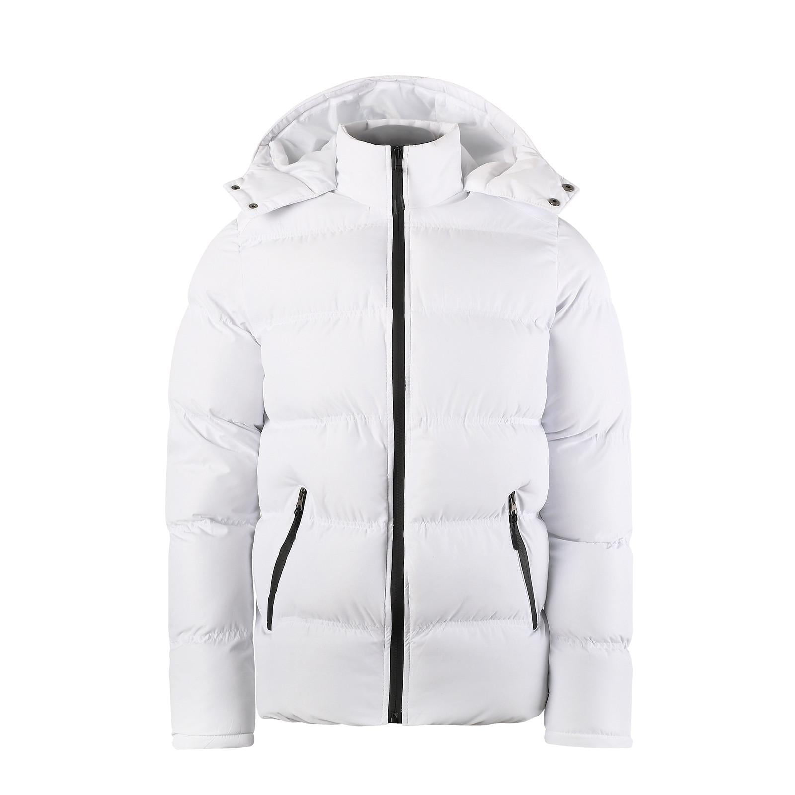 Generic Mens Winter Jacket With Hood Quilted Puffer Down Jacket Full Zip Warm Thick Coats Cold Weather Work Outerwear - View #3