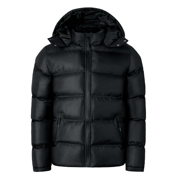 Winter Coats for Men Hooded Zip up Lightweight Loose Fit Warm Quilted Jacket