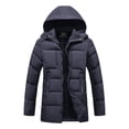 thumbnail image 1 of Winter Coats for Men Long Puffer Jacket Quilted Insulated Hooded Windproof Warm Parka Outerwear for Cold Weather Casual Commute,Dark Blue,XXXL, 1 of 3