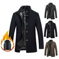 thumbnail image 1 of Winter Coats for Men Men's Puffer Jacket Men Mid Length Casual Stand Collar Solid Color Side Slit Pocket Cardigan Jacket Outwear, M-3XL, 1 of 6