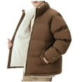 thumbnail image 1 of Winter Coats for Men Thicke Sherpa Fleece Lined Stand Collar Warm Padded Down Jacket Windproof Insulated Outerwear, 1 of 3
