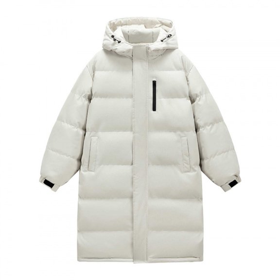 Winter Coats for Men Windproof Water Resistant Hooded Quilted Puffer Jacket Parka Insulated Casual Outdoor Commute Daily Wear Jacket,White,XXL