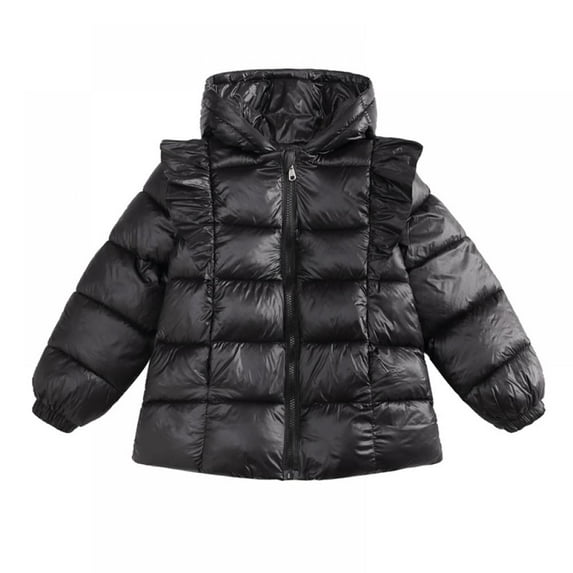 Winter Coats for Toddler Girls,Black Winter Down Jacket ,Kids Baby Girls Padded Light Puffer Zipper Jacket Outerwear Infant for 1-6T