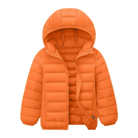 Winter Coats for Toddler Kids Infants Baby Boys Girls Light Puffer Warm Thick Hooded Down Jacket Orange 11-12 Years