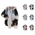 thumbnail image 1 of Winter Coats for Women 2025 Long Sleeve Color Block Fleece Warm Zip Up Hooded Jacket Casual Hoodie Outerwear, 1 of 1