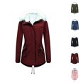 thumbnail image 1 of Winter Coats for Women 2025 Long Sleeve Fleece Lined Warm Casual Zip Up Hooded Jacket with Pockets Parka Outerwear, 1 of 1