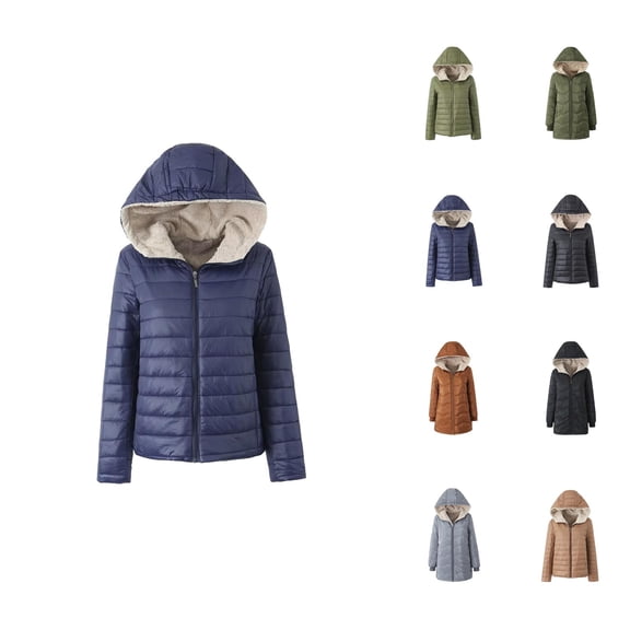 Winter Coats for Women 2025 Long Sleeve Fleece Lined Warm Casual Zip Up Jacket with Pockets Parka Outerwear