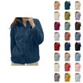 thumbnail image 1 of Winter Coats for Women 2025 Long Sleeve Fleece Warm Plain Stand Collar Zip Up Jacket Casual Cardigan Outerwear, 1 of 1