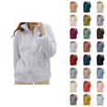 thumbnail image 1 of Winter Coats for Women 2025 Long Sleeve Fleece Warm Plain Stand Collar Zip Up Jacket Casual Cardigan Outerwear, 1 of 1
