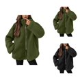 thumbnail image 1 of Winter Coats for Women 2025 Long Sleeve Fleece Warm Plain Turtleneck Zip Up Jacket with Pockets Outerwear, 1 of 1