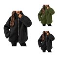 thumbnail image 1 of Winter Coats for Women 2025 Long Sleeve Fleece Warm Plain Turtleneck Zip Up Jacket with Pockets Outerwear, 1 of 1