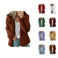 thumbnail image 1 of Winter Coats for Women 2025 Long Sleeve Fleece Warm Plain Zip Up Hooded Jacket with Pockets Casual Outerwear, 1 of 1
