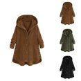 thumbnail image 1 of Winter Coats for Women 2025 Long Sleeve Open Front Button Corduroy Hooded Jacket with Pockets Cardigan Outerwear, 1 of 1