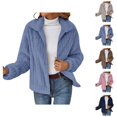 thumbnail image 1 of Winter Coats for Women 2025 Long Sleeve Open Front Lapel Collared Zip Up Fleece Cardigan Jacket Outerwear, 1 of 1