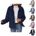 thumbnail image 1 of Winter Coats for Women 2025 Long Sleeve Open Front Lapel Collared Zip Up Fleece Cardigan Jacket Outerwear, 1 of 1