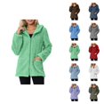 thumbnail image 1 of Winter Coats for Women 2025 Long Sleeve Soft Fleece Plain Zip Up Hooded Jacket with Pockets Casual Outerwear, 1 of 1
