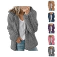 thumbnail image 1 of Winter Coats for Women 2025 Long Sleeve Soft Fleece Thick Warm Plain Zip Up Hooded Jacket with Pockets Outerwear, 1 of 1