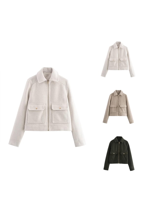 Winter Coats for Women 2025 Long Sleeve Zip Up Lapel Collared Soft Casual Jacket with Pockets Outerwear