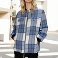 thumbnail image 1 of Winter Coats for Women Casual Women's Checkered Striped Fabric Medium Long Sleeved Pocket Zipper Jacket, Size S-2XL, 1 of 8