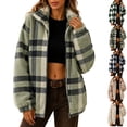 thumbnail image 1 of Winter Coats for Women Classic Plaid Zip Up Long Sleeve Pockets Outdoor Coats, 1 of 8