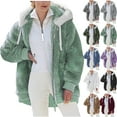 thumbnail image 1 of Winter Coats for Women Fashion Womens Warm Faux Coat Jacket Winter Zipper Long Sleeve Outerwear Gifts for Women on Clearance Green M, 1 of 6